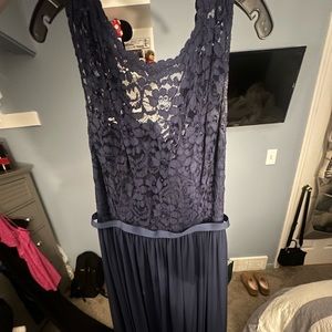 David’s Bridal size 14, dark blue colored long dress! Only worn once!